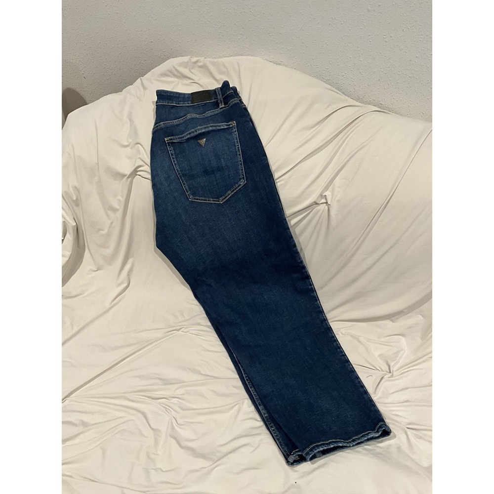 Women's Blue Medium Wash Denim Guess Jeans Mid Rise Button 5-Pocket